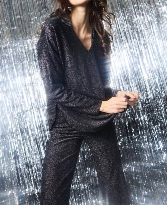 Joseph Ribkoff - V-neck Glitter Long Sleeve Top