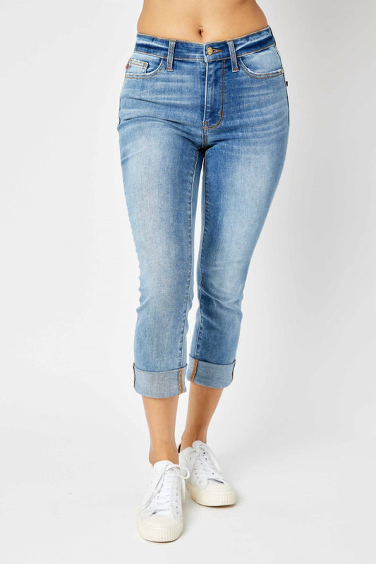 Judy Blue - Mid-Rise Cuffed Skinny Capri