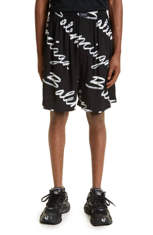 Balenciaga - PRE-LOVED Men's Scribble Print Logo Shorts