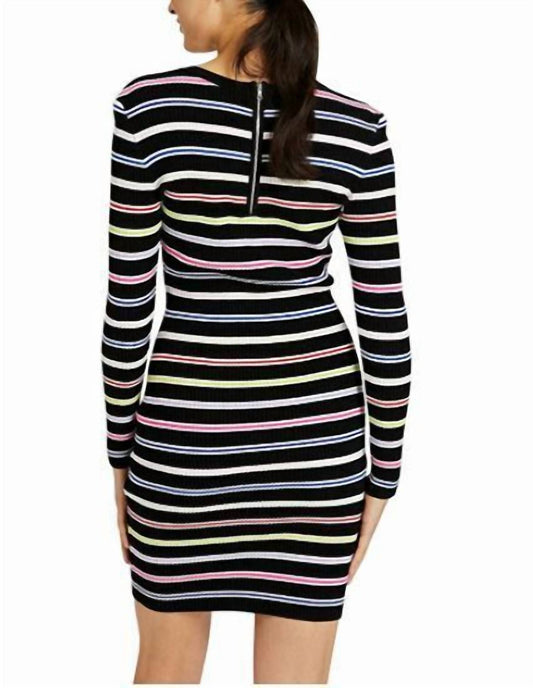 Milly - Stripe Knit Stretch Bodycon Long Sleeve Mini Dress