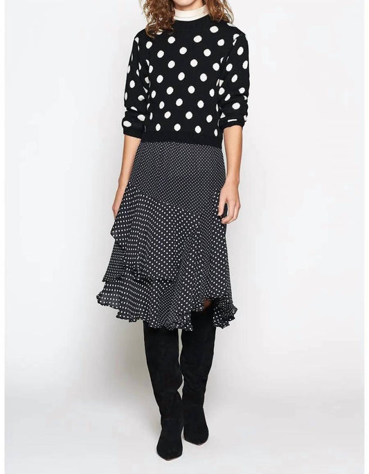 Joie - Polka Dot Wool Cropped Crew Neck Sweater