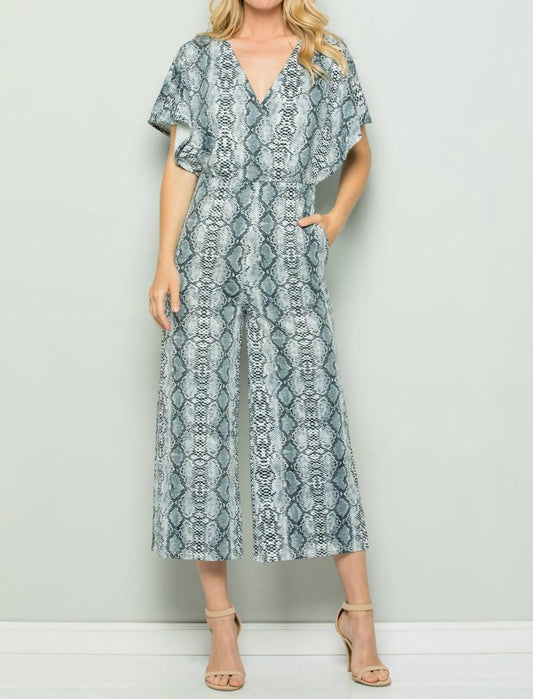 See And Be Seen - Snake Print Surplice Jumpsuit