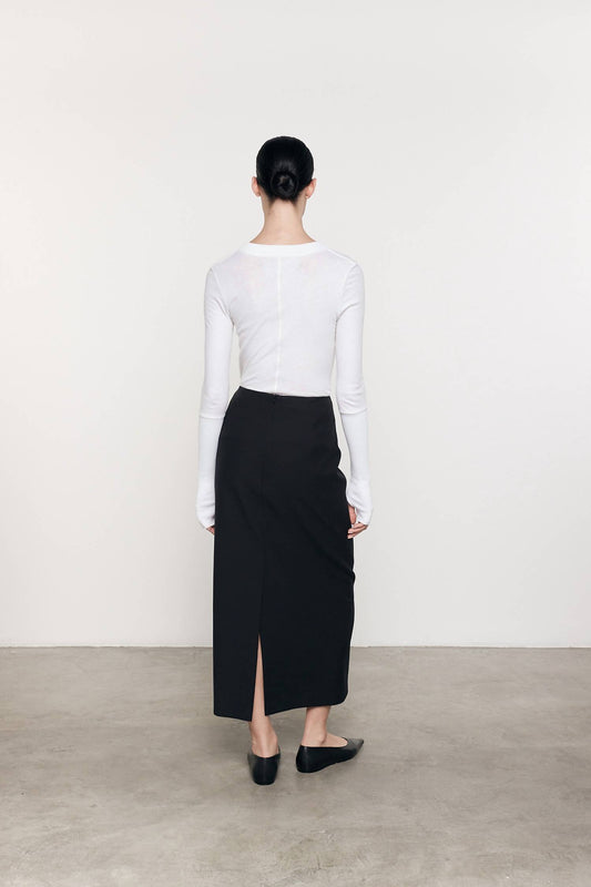 Enza Costa - CASHMERE LONG SLEEVE CUFFED HENLEY TOP