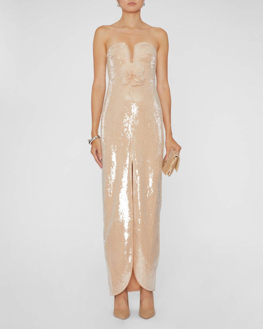 Self-Portrait - Champagne Sequin Maxi Dress