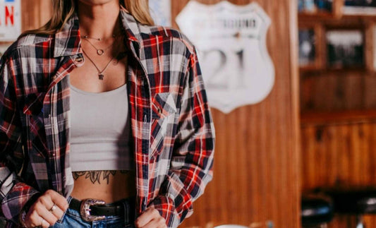 Merigold Kiss - Yee Haw Acid Washed Plaid Flannel Shirt