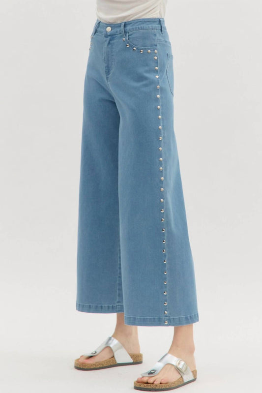 Entro - Stud Embellished High Waisted Pants