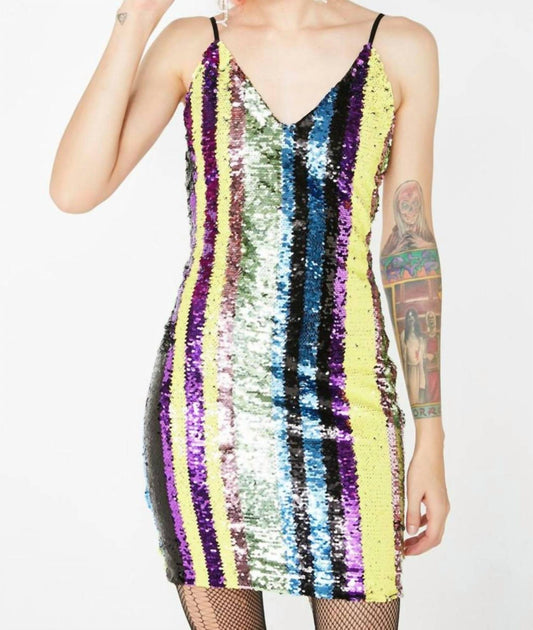 Dance the Night Away Striped Sequin Mini