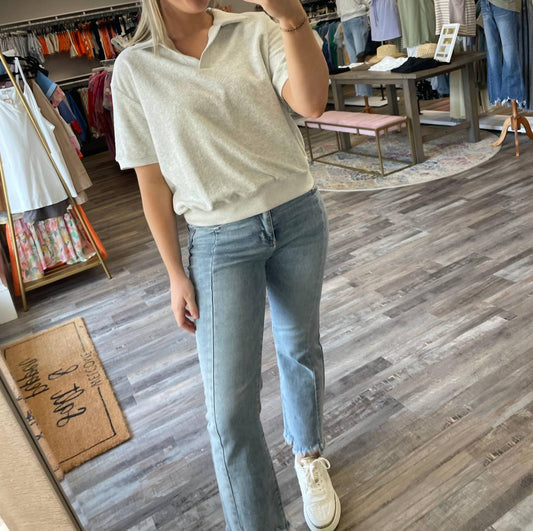 Le Lis - Collared Terry Knit Top