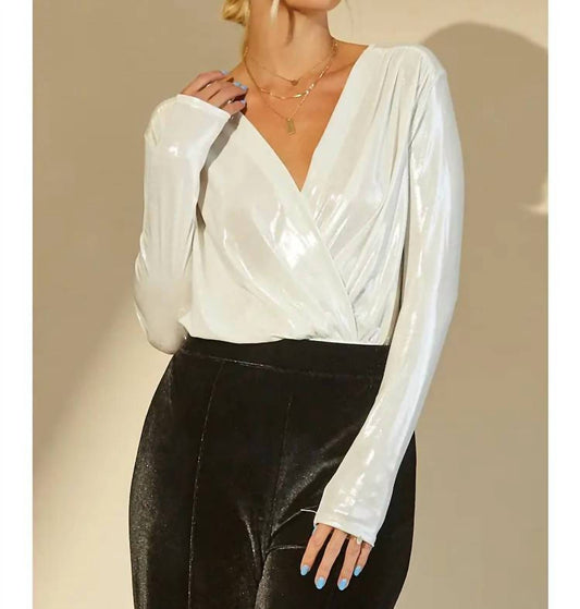 Wisteria Lane - Slinky Long Sleeve Surplice Bodysuit