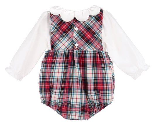 Sophie & Lucas - Girl's Gingerbread Plaid Bow Overall