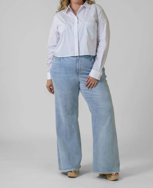 Good American - Stripe Cropped Uniform Shirt - Plus