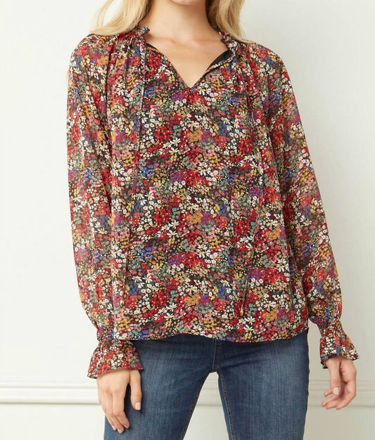 Entro - Floral V-neck Top