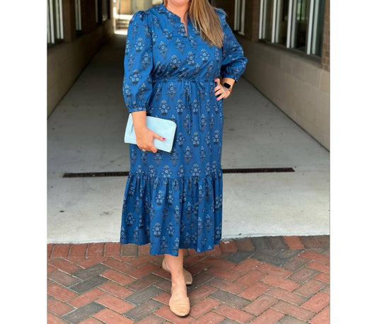 Sugarlips - Gardena Plus Floral Split Neck Dress