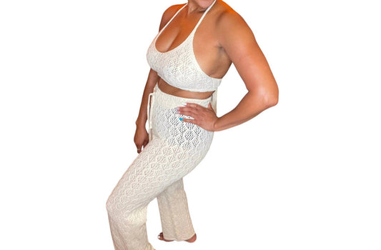 Cqbycq - Halter Crochet Two Piece Set