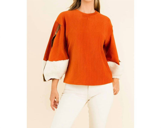 Thml - Valeria Velvet Sherpa Sleeve Top
