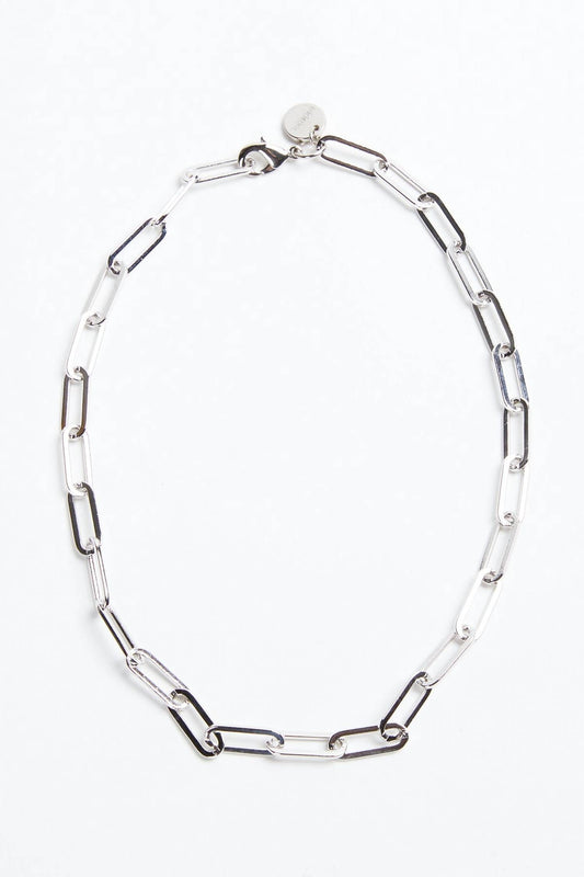 SILVER LARGE ELONGATED LINK CHAIN NECKLACE