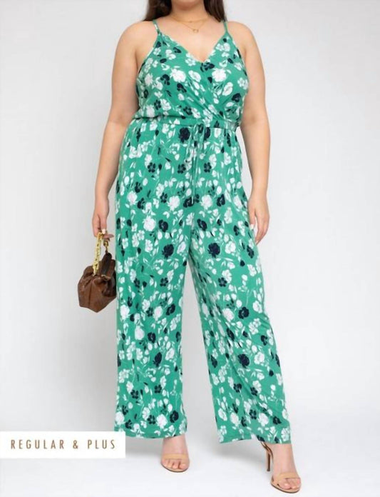 Plus Surplice Elastic Waist Jumpsuit
