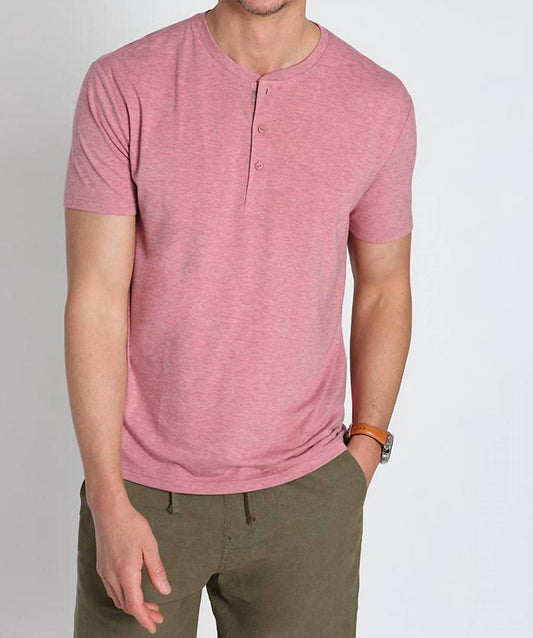 Jachs New York - Stretch Poly Viscose Short Sleeve Henley Tee
