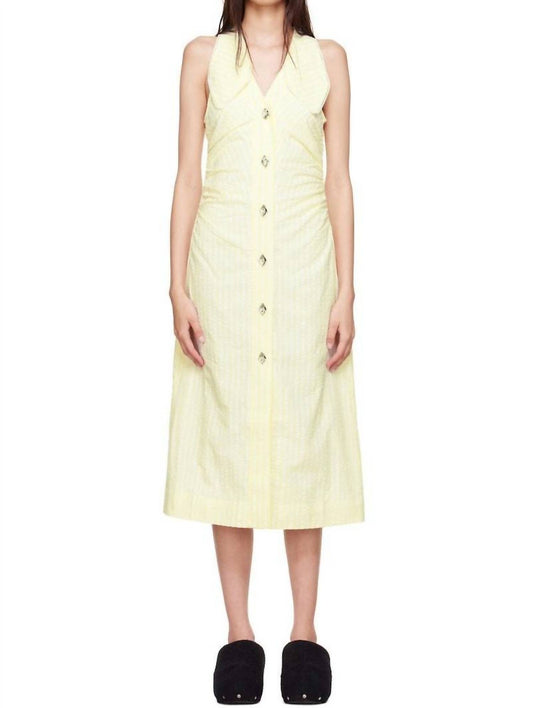 Ganni - Women's Seersucker Midi Dress