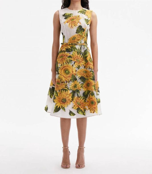 Oscar De La Renta - Sunflower Fil Coupe Cocktail Dress