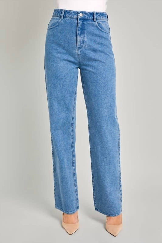 Le Lis - High Waist Straight Leg Bow Detail Denim