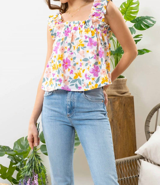 Blu Pepper - Floral Ruffled Top
