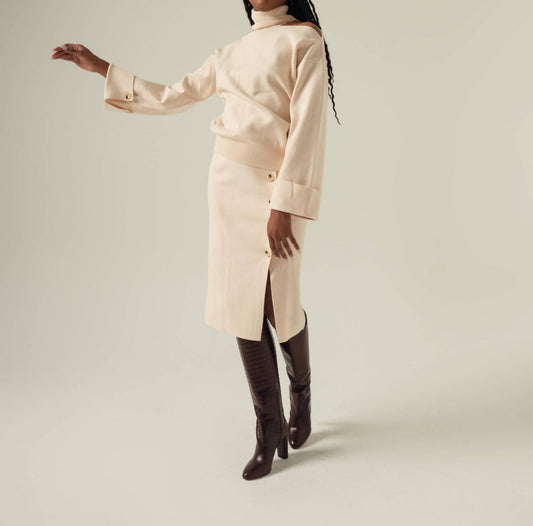 Lena - Buttoned Knit Midi Skirt