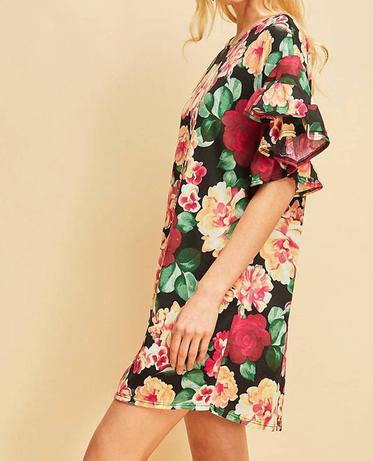 Entro - Floral Ruffle Sleeve Mini Dress