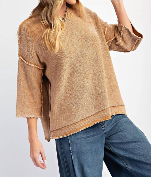 Easel - Women's Mineral Washed Knit Sweater Top