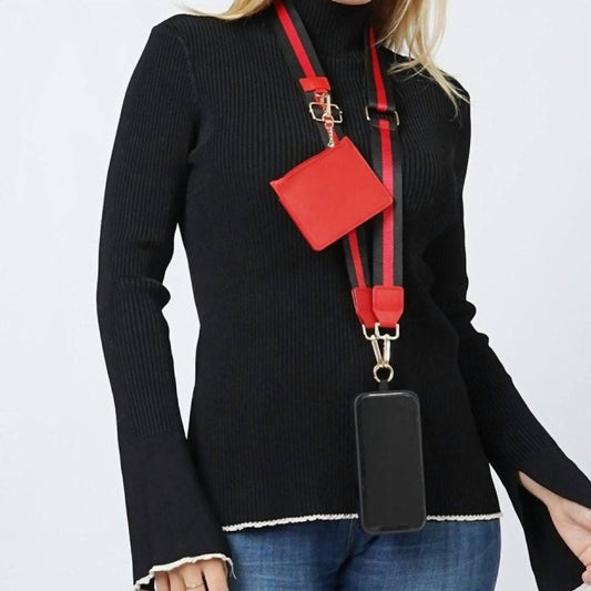 Judson & Company - Women's Clip And Carry Crossbody Phone Strap Carrier Pouch Wallet Preppy Stripe