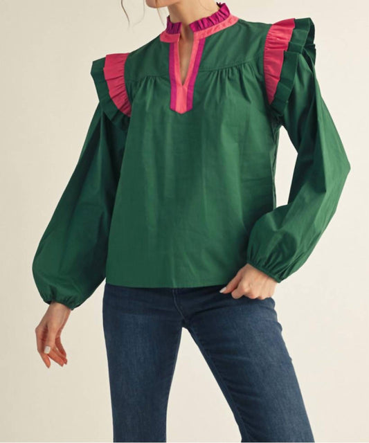 Jodifl - Puff Sleeve Color Block Top