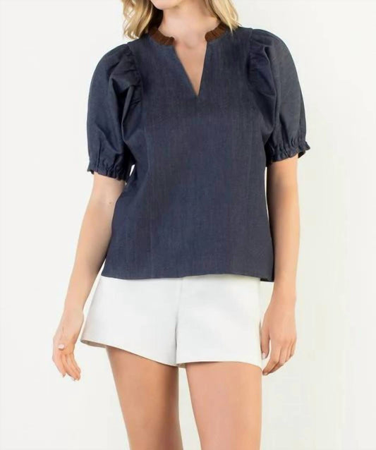 Thml - Puff Sleeve Denim Top