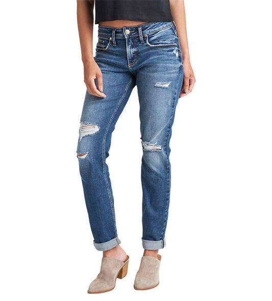 Silver Jeans Co - Boyfriend Distressed Mid Rise Jeans - Plus