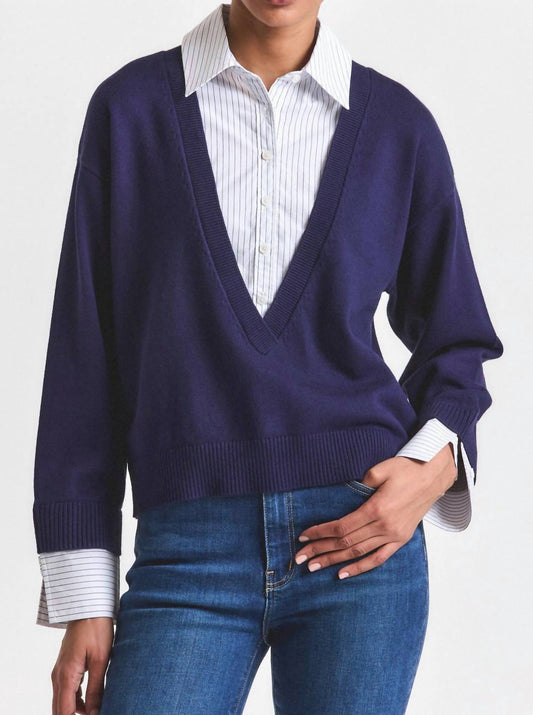 Derek Lam 10 Crosby - Rida Striped Mixed Media Sweater