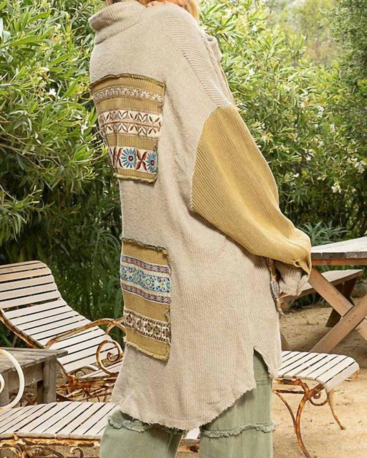 Pol - Color Block Ribbed Shacket