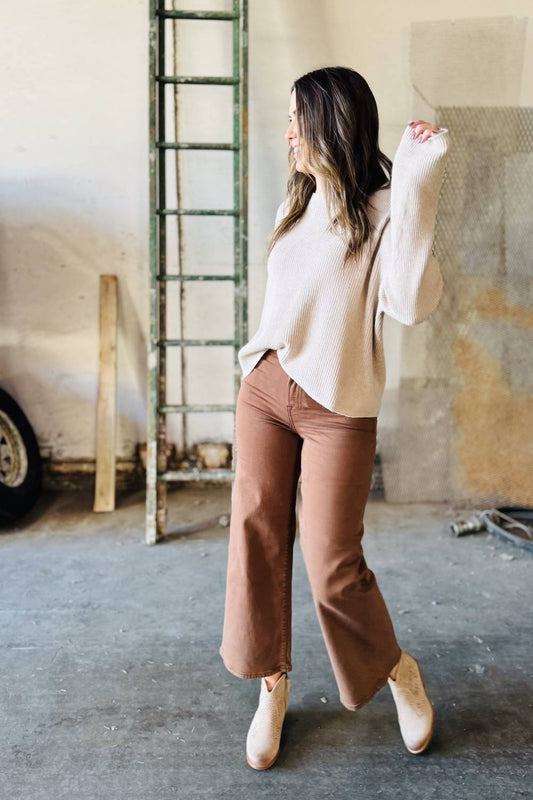 Hidden - Nori Cropped Wide-leg Jeans