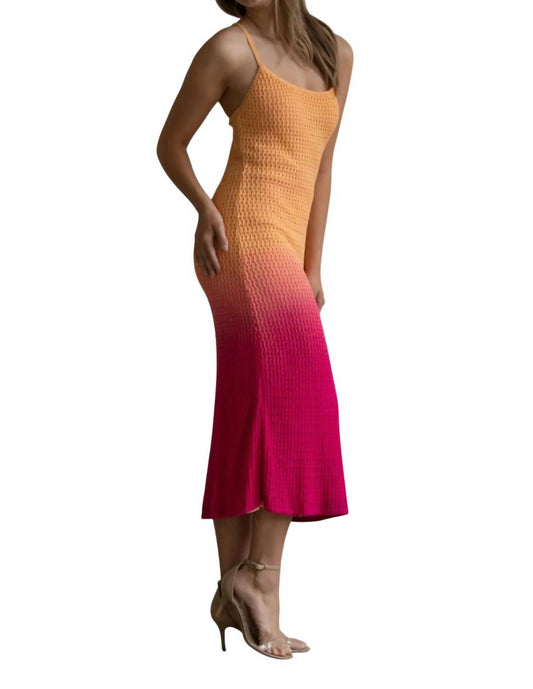 Lulus - Lorient Orange & Pink Knit Maxi Dress