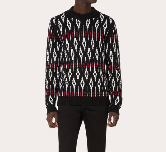 Valentino - Geometric Pattern Crew Neck Sweater