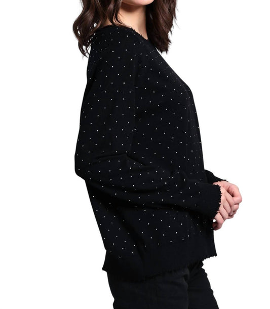 Minnie Rose - Cashmere Stretch Studded Crew Sweater