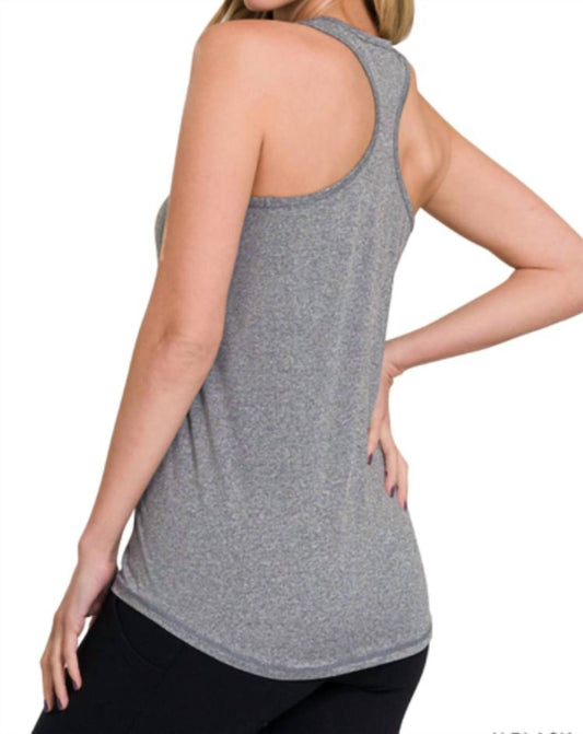 Zenana - Athletic Melange Racer Back Tank Top