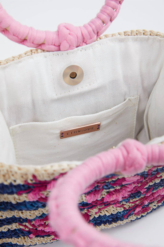 SHELLY EMBROIDERED RAFFIA CROSS-BODY WRISTLET BAG