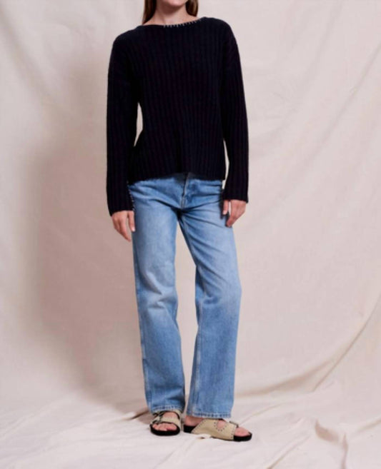 Sundry - Women's Ribbed Boat Neck Sweater Top