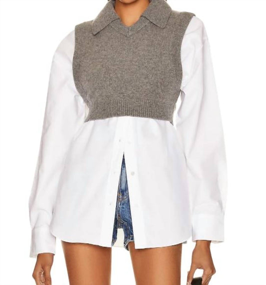 Alexander Wang - Oxford Bi-layer With Cropped Wool Vest