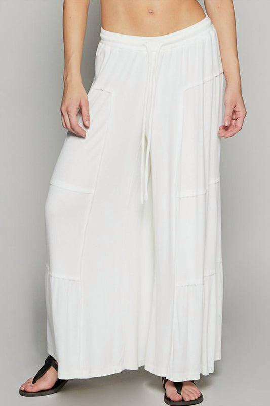 Pol - Ivory Palazzo Patch Pants