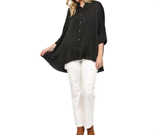 Gigio - Women's Satin Button Down Loose Fit Blouse