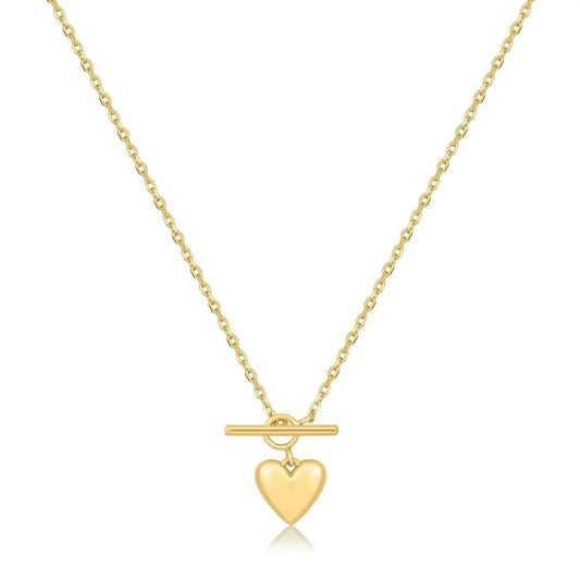 Eklexic - Women's Micro Heart Toggle Pendant Necklace