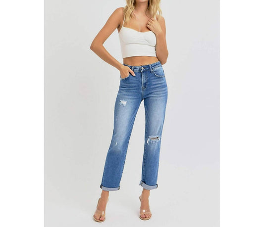 Risen - High Rise Girlfriend Roll Up Jean