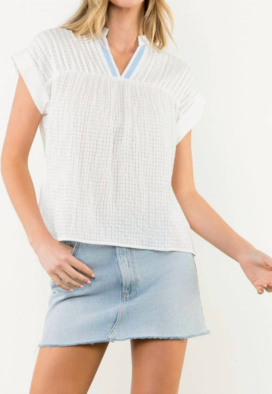 Thml - Contrast Trim Dobby Texture Top