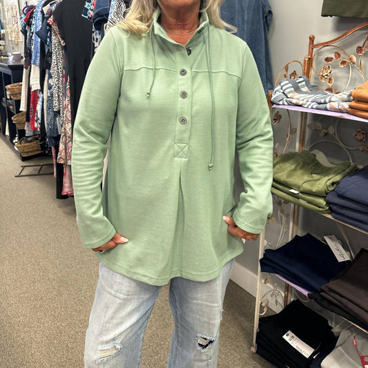 Lulu-B - Long Sleeve Button Front Sweatshirt