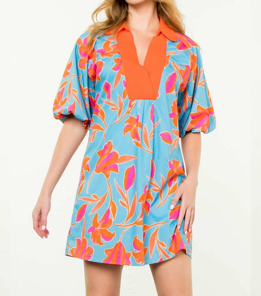 Thml - Puff Sleeve Flower Print Mini Dress